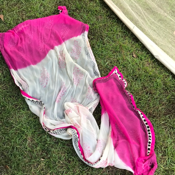 Vintage 80-90’s caftan pants scarf sarees set Sz M - Picture 5 of 8